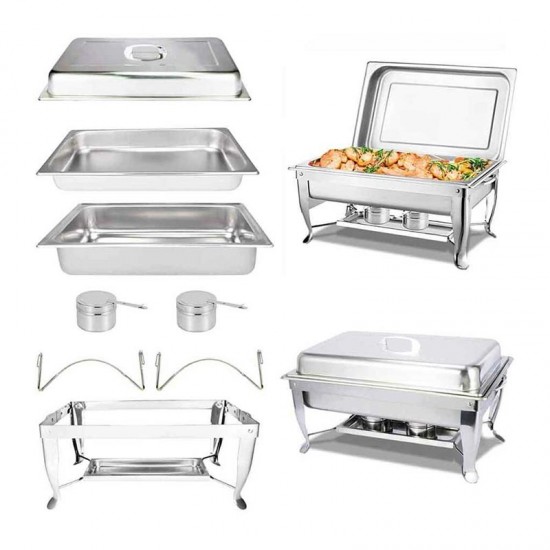 Epinox CDE-9 Dikdörtgen Chafing Dish, 9 L